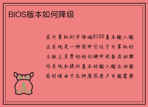 BIOS版本如何降级